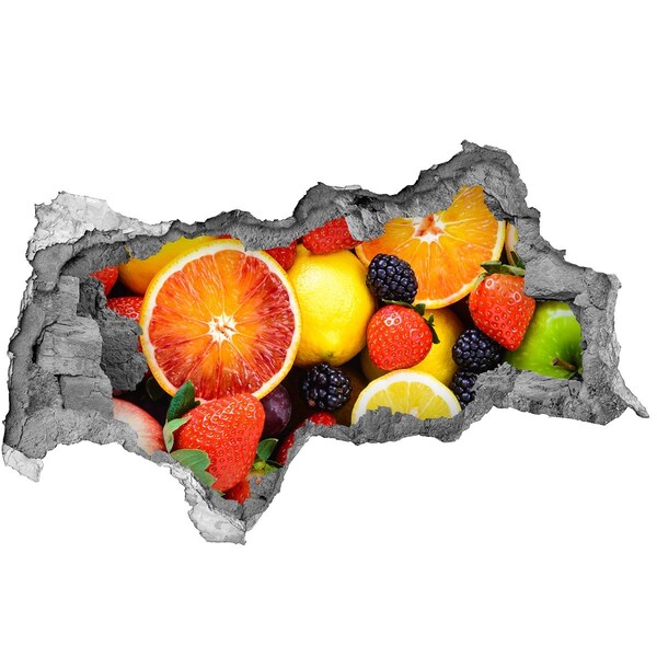 Hole in the wall sticker Fruit explosion behind the wall