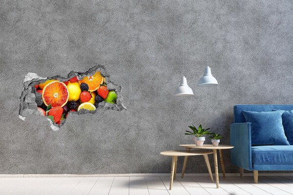 Hole in the wall sticker Fruit explosion behind the wall