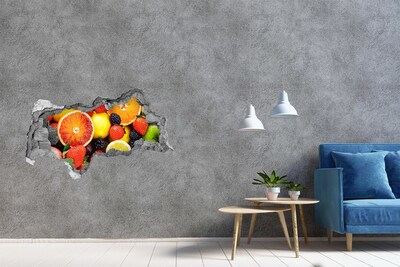 Hole in the wall sticker Fruit explosion behind the wall