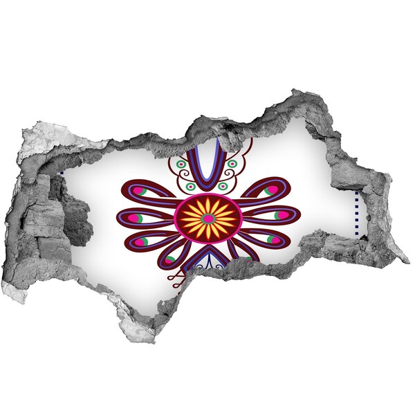 Hole in the wall sticker Colorful ethnic pattern