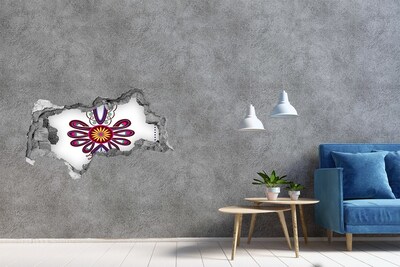 Hole in the wall sticker Colorful ethnic pattern
