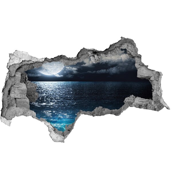 Hole in the wall sticker Night view of the sea