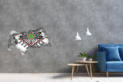 Hole wall sticker Colorful folk pattern