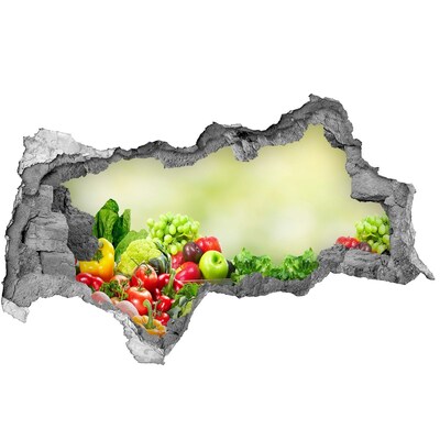 Hole wall sticker Fruits and vegetables in the garden