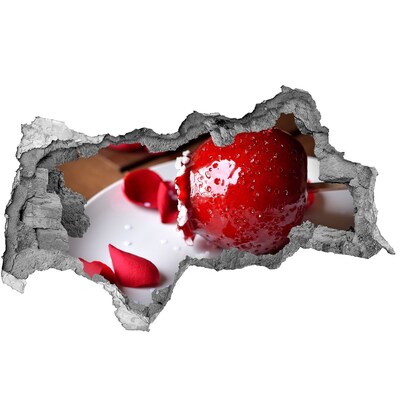 Hole in the wall sticker Juicy strawberry in the ruins