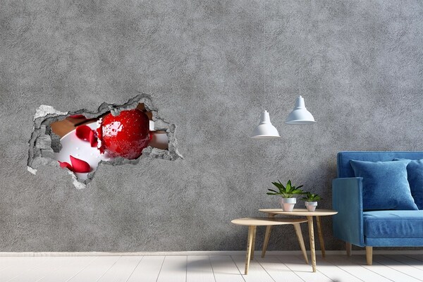 Hole in the wall sticker Juicy strawberry in the ruins