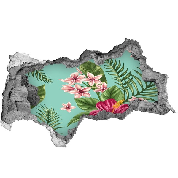 Hole in the wall decal Tropical paradise with flowers