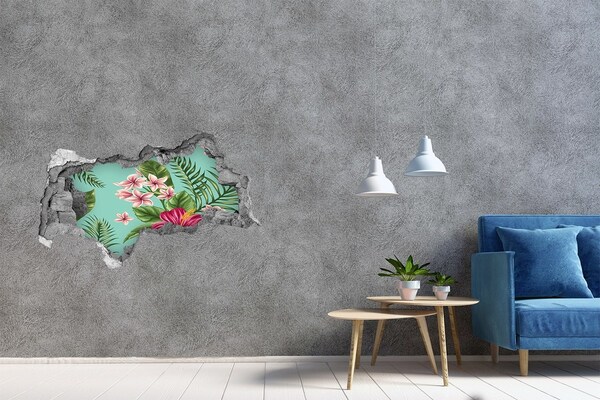 Hole in the wall decal Tropical paradise with flowers