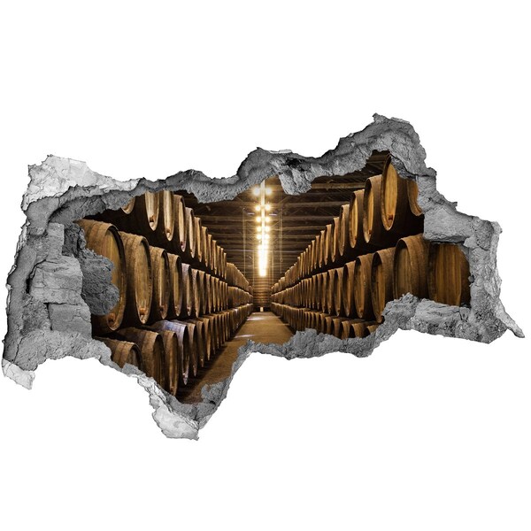 Hole wall sticker Interior of a winery with barrels