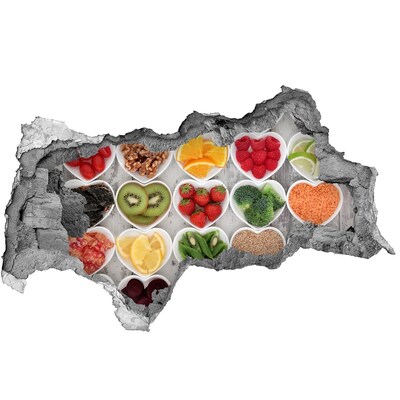 Hole in the wall sticker Healthy hearts full of fruits and vegetables