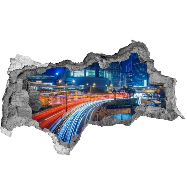 Hole in the wall sticker Modern city at night