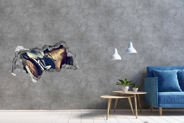 Hole wall sticker A horse shot from behind a wall