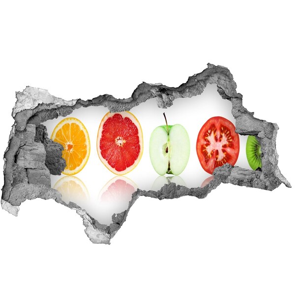 Hole wall sticker Fruit illusion in concrete