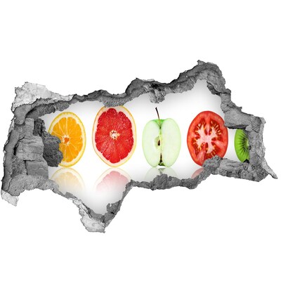 Hole wall sticker Fruit illusion in concrete
