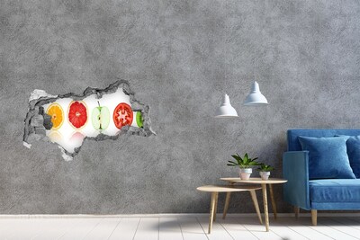 Hole wall sticker Fruit illusion in concrete