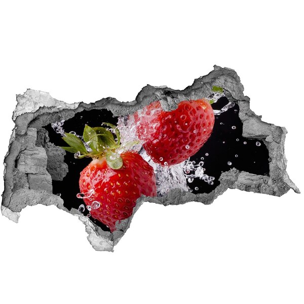 Hole in the wall sticker Juicy strawberries in water