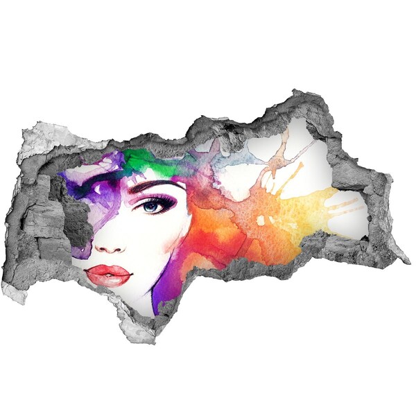 Hole in the wall decal Portrait in colored water