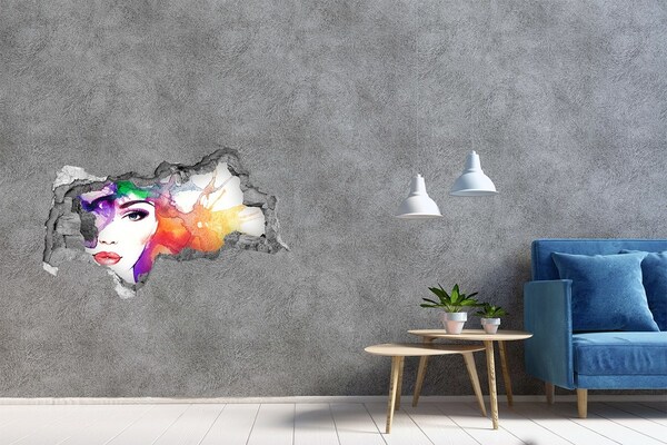 Hole in the wall decal Portrait in colored water