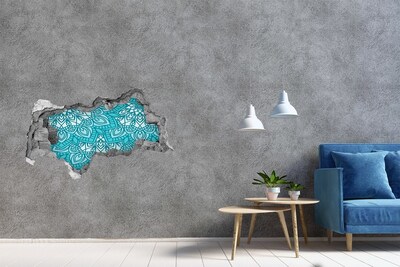Hole in the wall decal Turquoise pattern