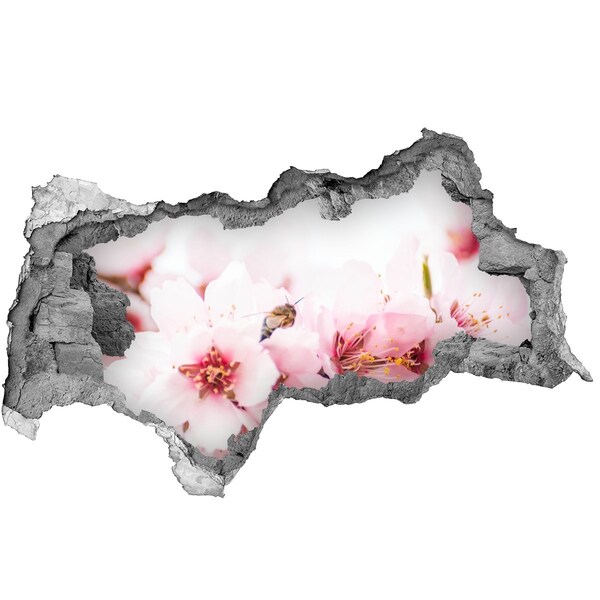 Hole in the wall sticker Cherry blossoms with a bee