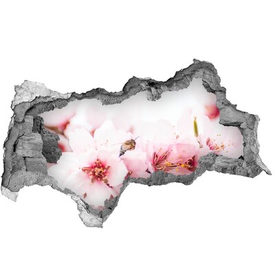 Hole in the wall sticker Cherry blossoms with a bee