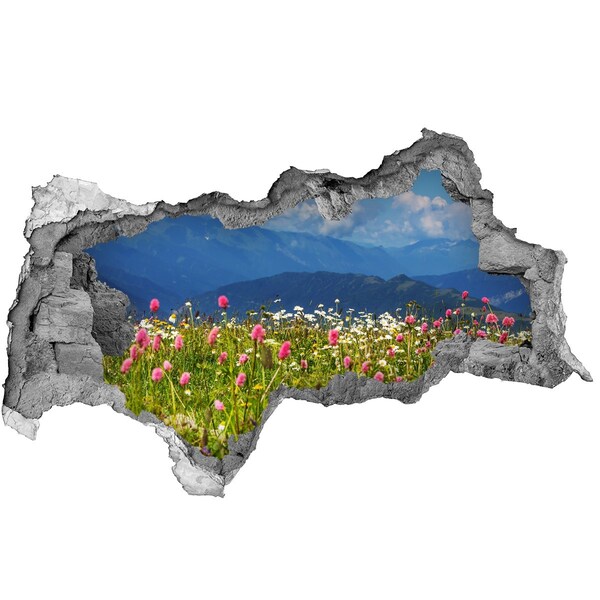 Hole wall sticker Floral mountain landscape