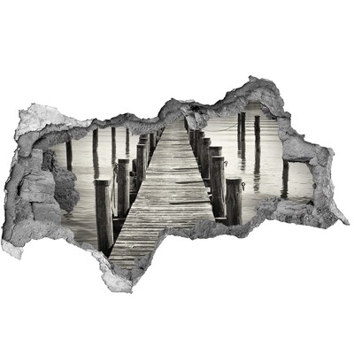 Hole in the wall decal Wooden bridge over the water