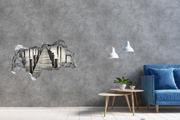 Hole in the wall decal Wooden bridge over the water