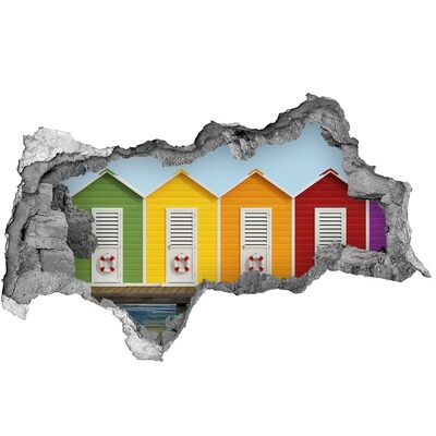 Hole in the wall decal Colorful houses by the water