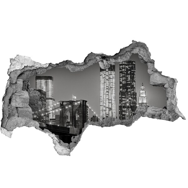 Hole wall sticker Brooklyn Bridge at night