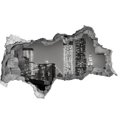 Hole wall sticker Brooklyn Bridge at night