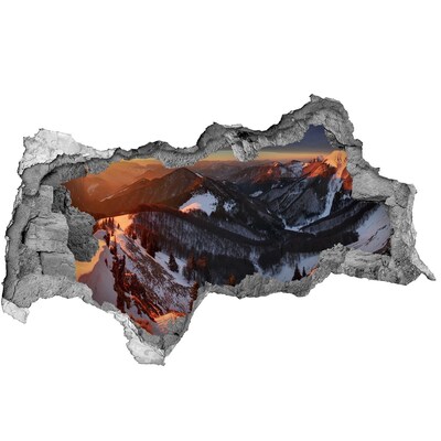 Hole wall sticker Winter mountain landscape