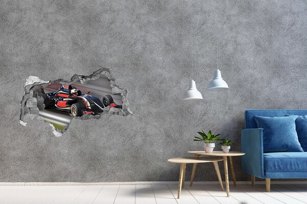 Hole wall sticker A racing car on the track