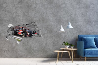 Hole wall sticker A racing car on the track