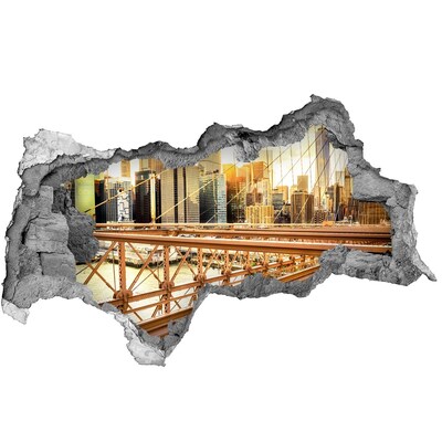 Hole wall sticker Brooklyn Bridge at sunset