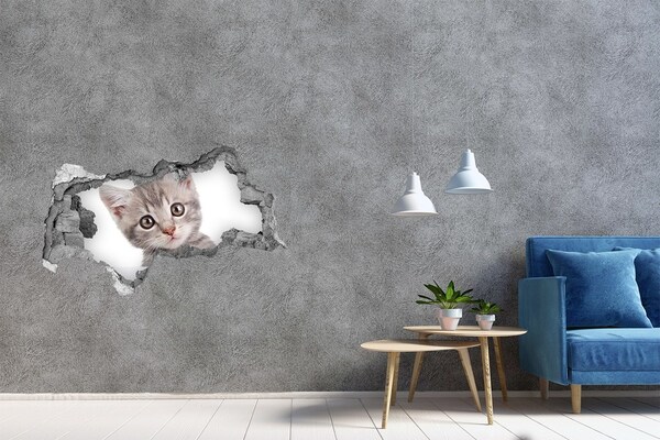 Hole wall sticker Kitten in a hole in the wall