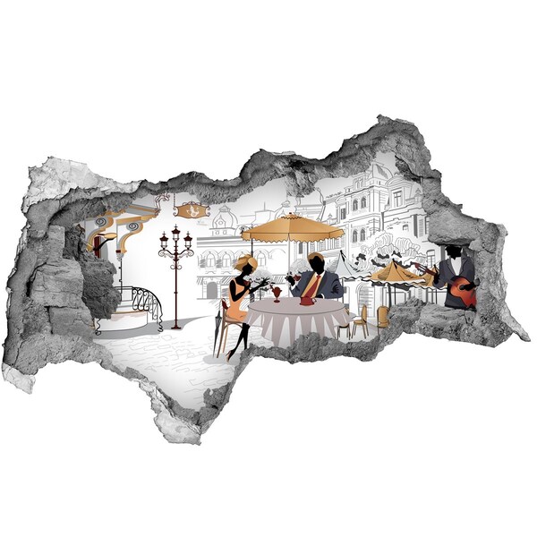 Hole in the wall decal European-style cafe