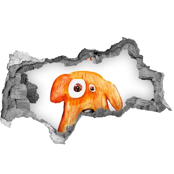 Hole wall sticker Dog in a hole in the wall