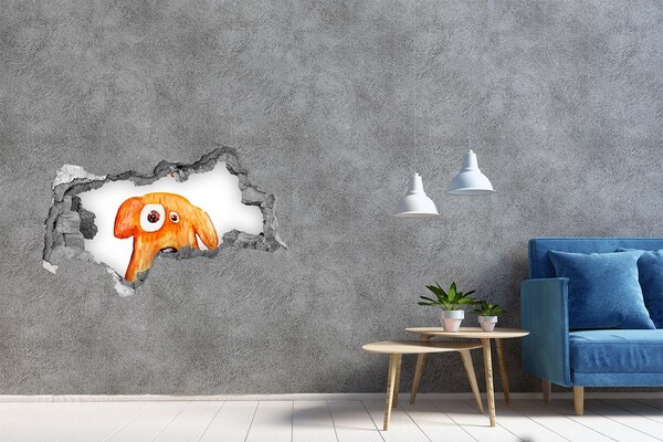Hole wall sticker Dog in a hole in the wall