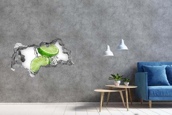 Hole in the wall decal Refreshing lime in water