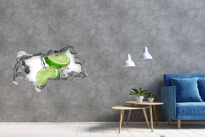 Hole in the wall decal Refreshing lime in water