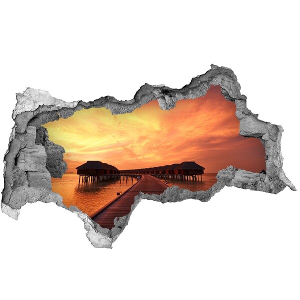 Hole wall sticker Sunset over the water