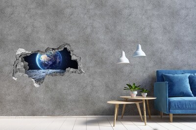 Hole in the wall decal View from the Moon to Earth
