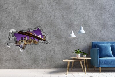 Hole in the wall sticker Brooklyn Bridge at night