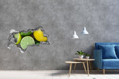 Hole in the wall sticker Fresh citrus fruits in concrete