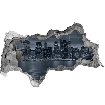 Hole wall sticker View of the New York skyline at night
