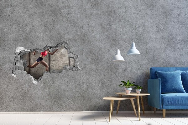 Hole wall sticker Runner in action