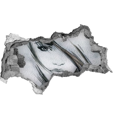 Hole wall sticker Portrait in a ruined wall