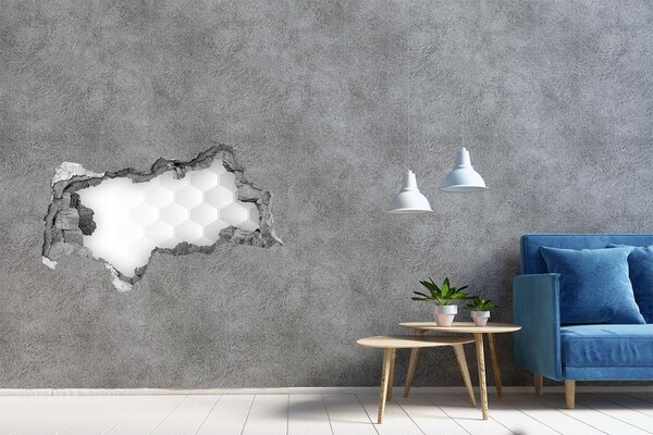 Hole in the wall sticker Broken wall with a hexagonal pattern