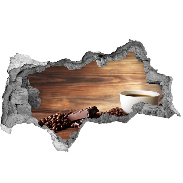 Hole wall sticker Coffee corner with chocolate